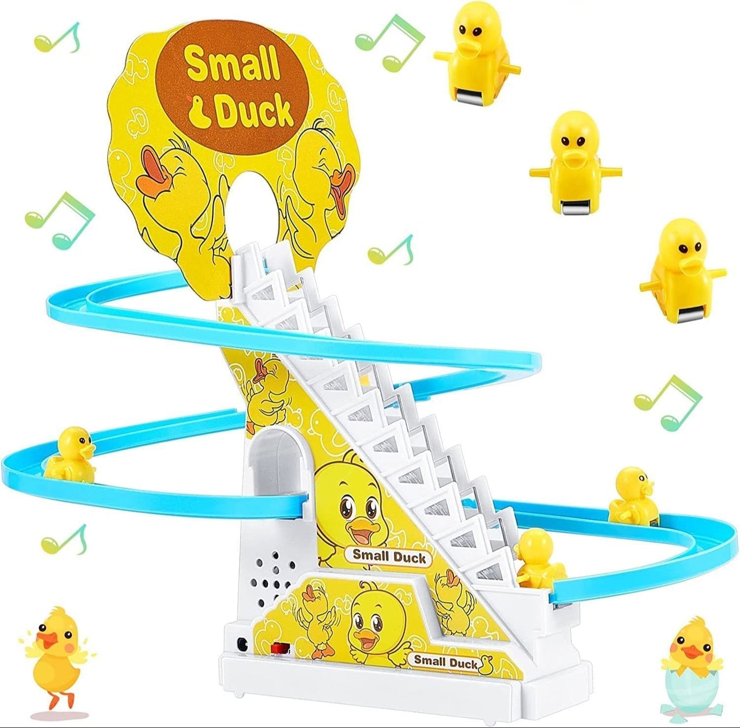 Duck Climbing Stairs Toy 2-5Years Old Electric Educational Toy Duck Climbing Racing Track Toy Music Duck Roller Coaster