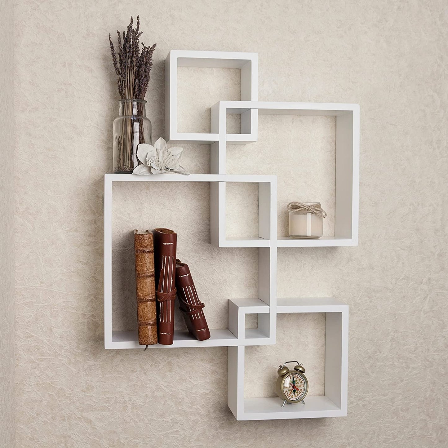 Modern Intersecting Cube Shelf – Wall-Mounted Display for Home Decor