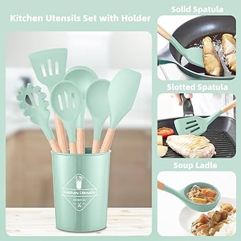 Kitchen Cooking Utensils Set, Non-Stick Silicone Cooking Kitchen Utensils, Heat Resistant Kitchen Gadgets Utensil Set