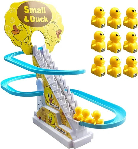 Duck Climbing Stairs Toy 2-5Years Old Electric Educational Toy Duck Climbing Racing Track Toy Music Duck Roller Coaster