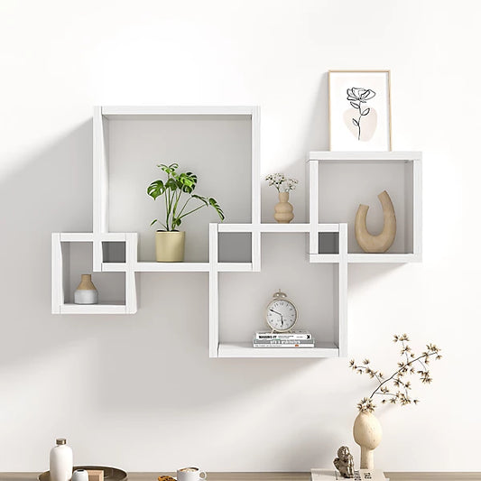 Modern Intersecting Cube Shelf – Wall-Mounted Display for Home Decor